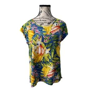 Rachel Rachel Roy Tropical Floral Leaf Print High Low Blouse NWT Size S